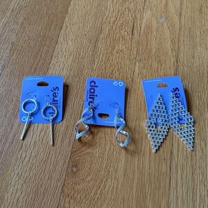 Claire's Dazzling Silver Earring Trio